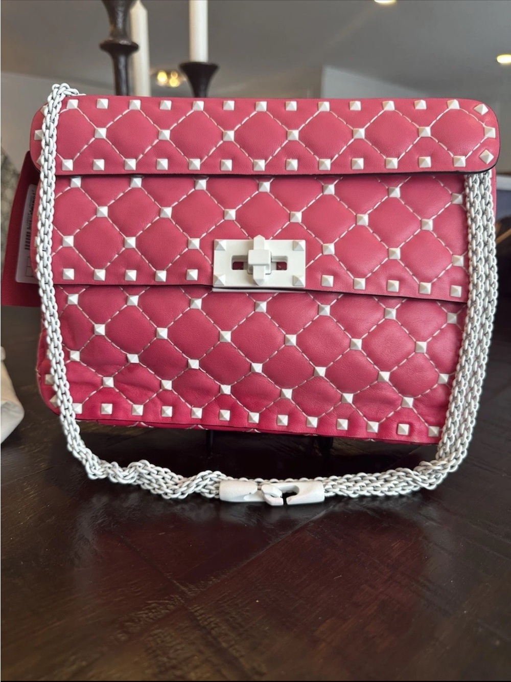 Valentino Garavani Pink/White Studded Handbag Authentic With Receipt included